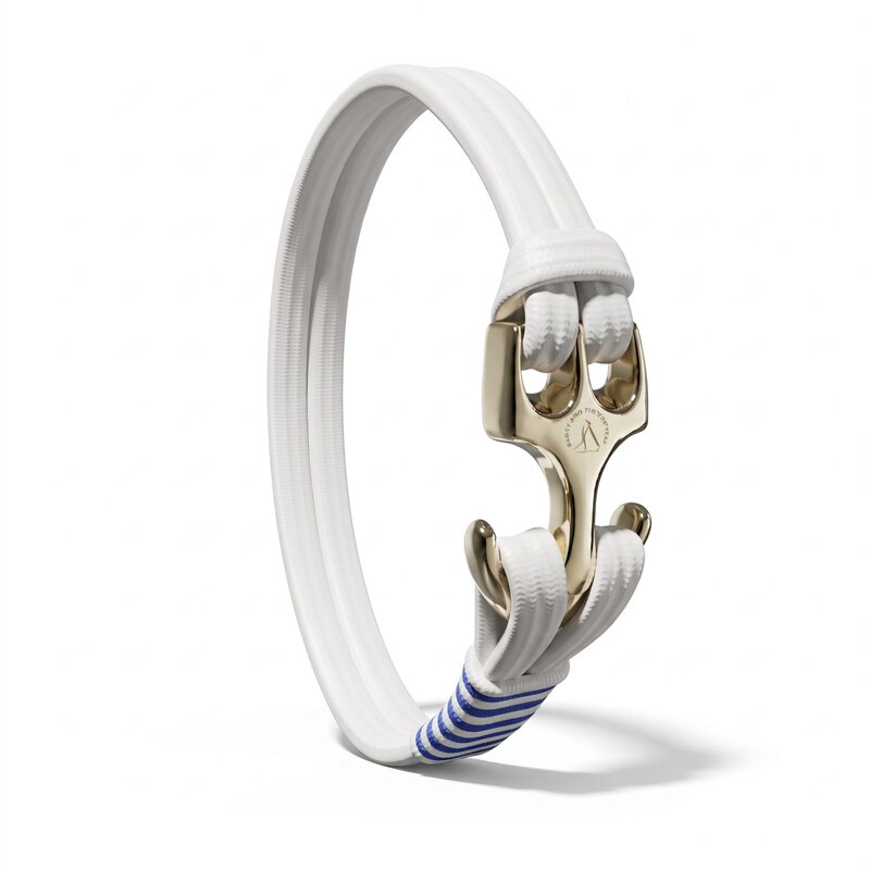 Bracelet BN1 cordon blanc, fermoir doré