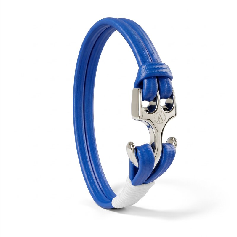 Bracelet BN1 cordon bleu, fermoir argenté
