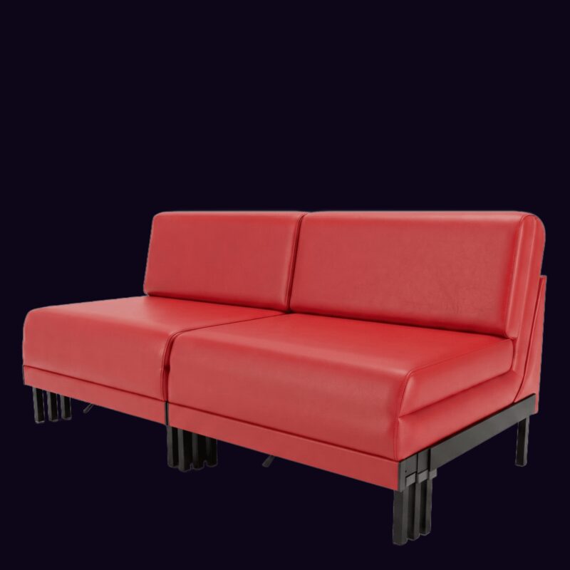 Canapé Likoolis cuir rouge modélisé en 3D pour un configurateur sur mesure