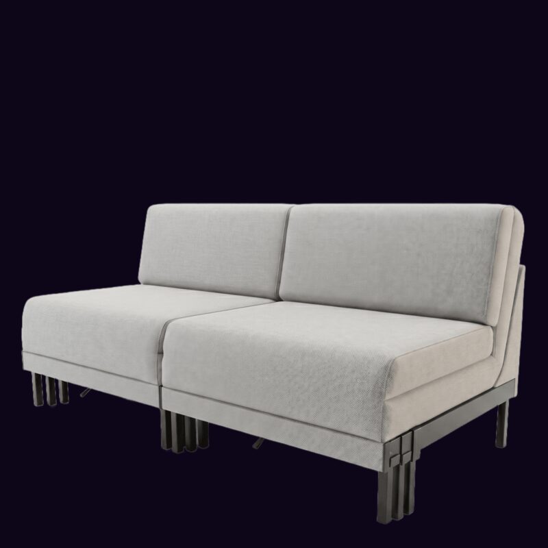 Canapé Likoolis tissu gris modélisé en 3D pour un configurateur sur mesure