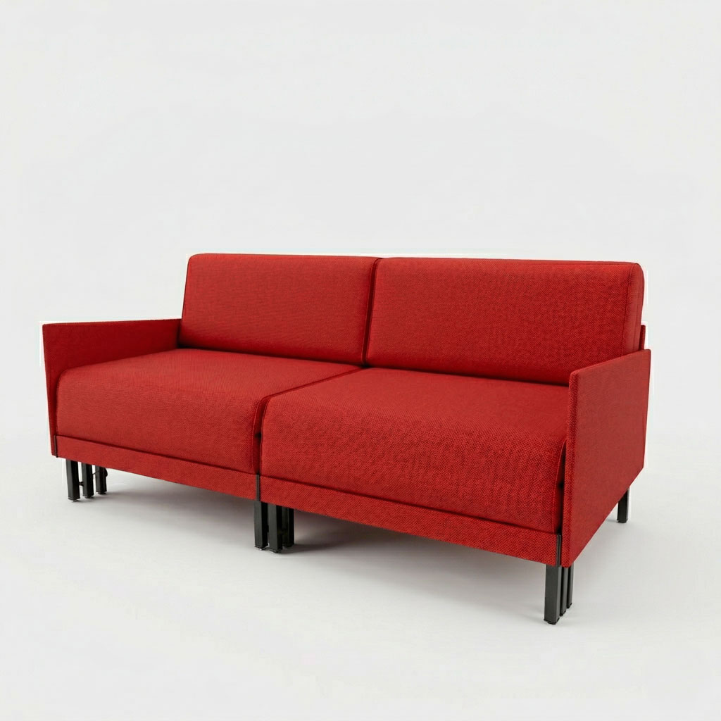 Canapé Likoolis rouge — configurateur 3D e-commerce mobilier